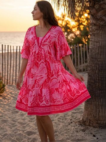 JC Mode Floral Print Flared Sleeve Ruffled A-Line Dress