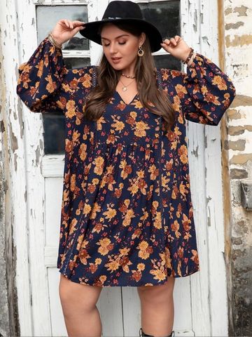 JC Mode Floral Print A-Line Dress
