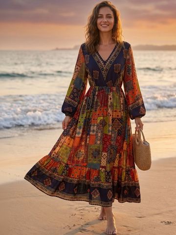 JC Mode Bohemian Print Maxi Dress