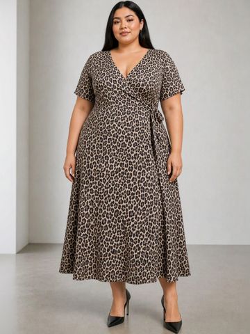 Beyond the Curve - VIRGIO  Women Animal Print Midi Dress