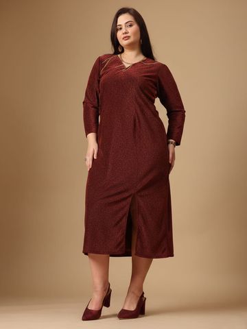 Curvy Lane Print Sheath Midi Dress