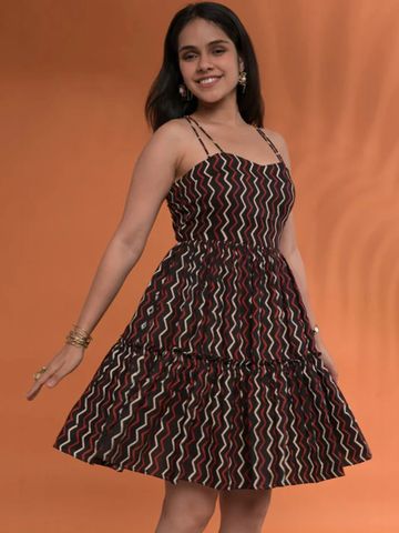 Tanoti Print Fit & Flare Dress