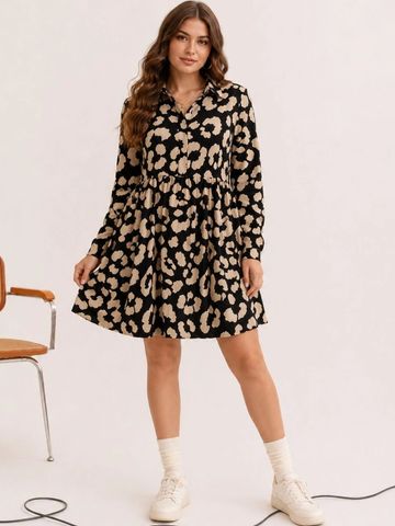 DressBerry Colourblocked Print Fit & Flare Dress