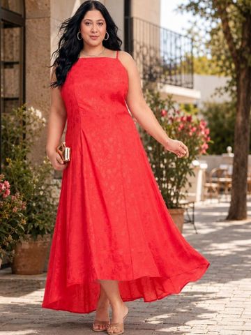 Virgio Women Viscose Aline Plus Size Dress With Highlow Hem