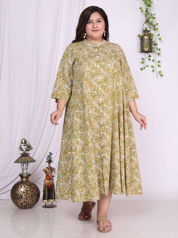 Swasti Floral Printed Mandarin Collar A-Line Dress