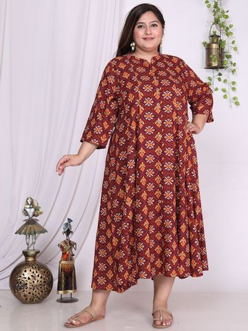 Swasti Floral Printed Mandarin Collar A-Line Dress
