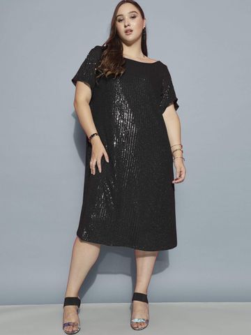 Curvy Lane Plus Size Embellished Crepe A Line Dress