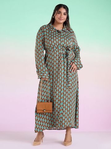 Big Hello - The Plus Life Print Fit & Flare Maxi Dress