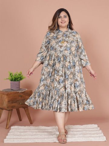 KALINI  Women Floral Print A-Line Dress Plus Size