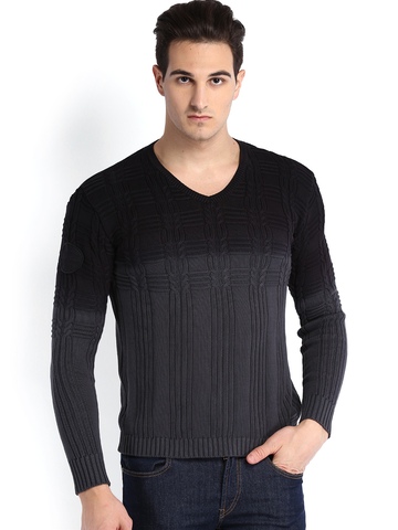 Buy Being Human Clothing Men Black & Grey Ombre Dyed Sweater - 368 ...