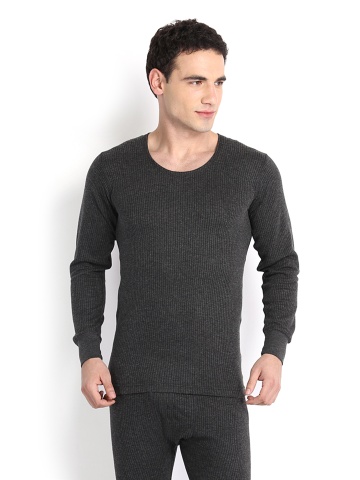 Buy Hanes Men Grey Melange Thermal T Shirt - Thermal Tops for Men | Myntra