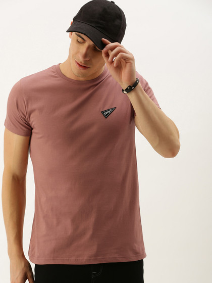 DILLINGER Men Mauve Pure Cotton T-shirt