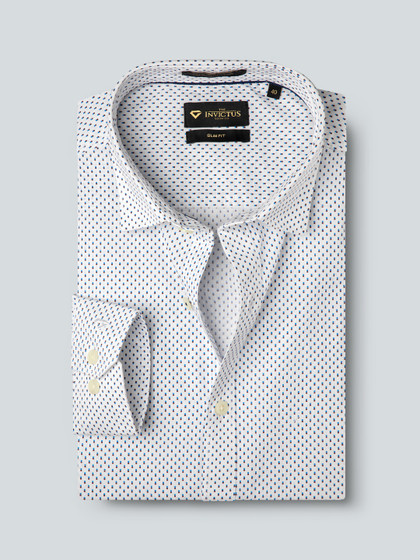 INVICTUS Men Easy Care White Printed Formal Shirt