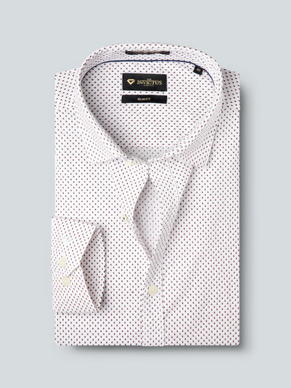 INVICTUS Men Easy Care White Printed Formal Shirt