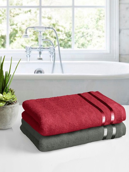 Story@home Set Of 2 450GSM Super Absorbent Pure Cotton Medium Size Bath Towels