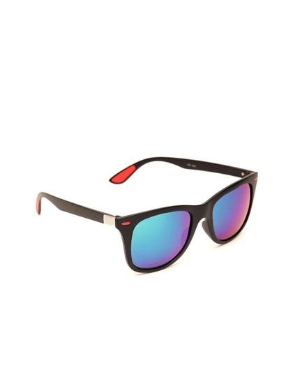 FUZOKU Men Blue Lens & Black Wayfarer Sunglasses with Polarised Lens FZKSS2020SG0160