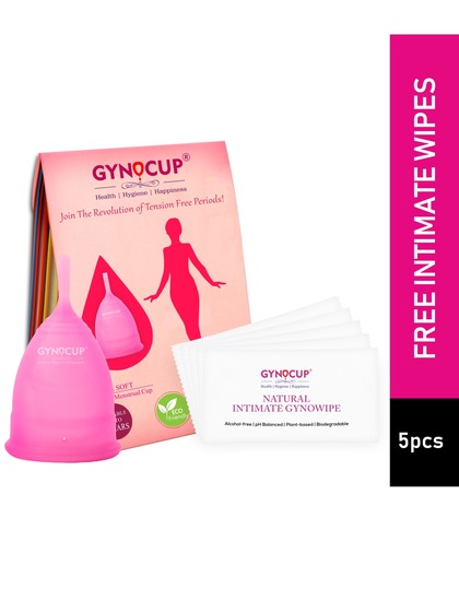 GYNOCUP Combo of Pink Large Reusable Menstrual Cup with Free Intimate Wipes