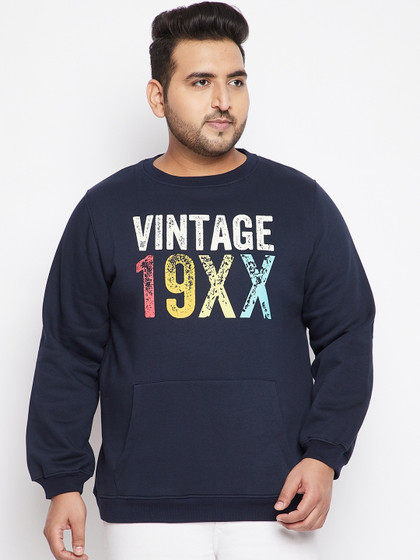 bigbanana Men Navy Blue Printed Pure Cotton Sweatshirt