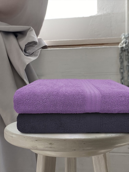 Aura Set Of 2 Solid 500 GSM Cotton Bath Towels