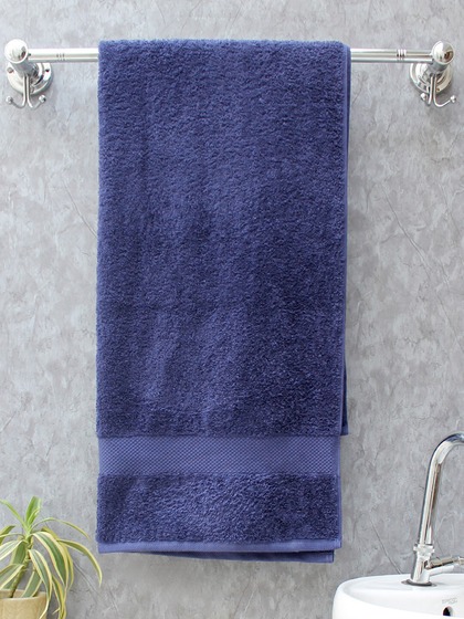 AVI Living Unisex Navy Blue Solid 550 GSM Pure Cotton Bath Towel