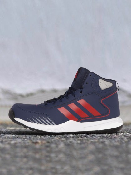 ADIDAS Men Navy Blue & Red Printed ExcelCourt Mid-Top Leather Running Shoes