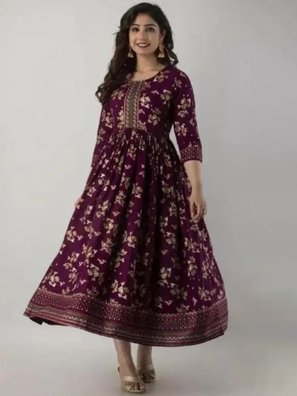 JALTHER Floral Printed Ethnic Dress