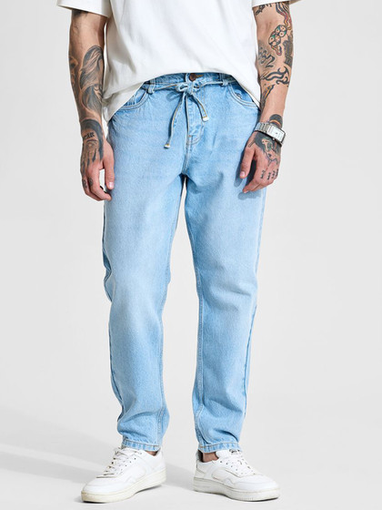 Price History of Snitch Men Light Blue Baggy Jeans from Myntra