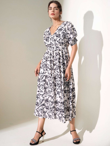h&m v neck chiffon dress Plus Size Women's Chiffon Illusion V-Neck Flutter Sleeve Front Slit Evening Dress by Ever-Pretty In Navy Blue (Size 22)