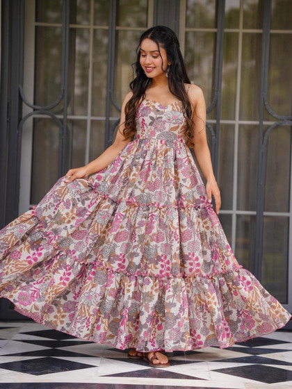 ajio maxi dress Buy Nyrika Women Floral Print Flared Maxi Dress Online
