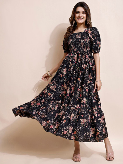 Price History of DressBerry Women Floral Print Crepe Fit & Flare Midi Dress  from Myntra 111_15912509