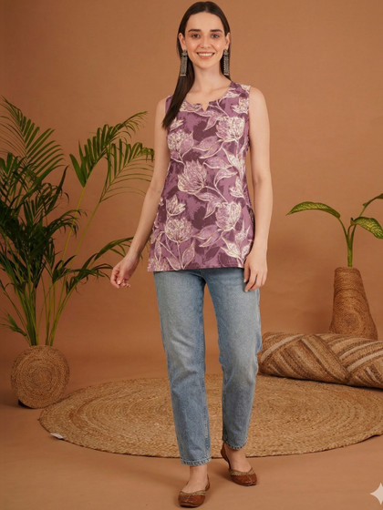 Ethnic Motifs Printed Halter Neck Pure Cotton Kurti view 1