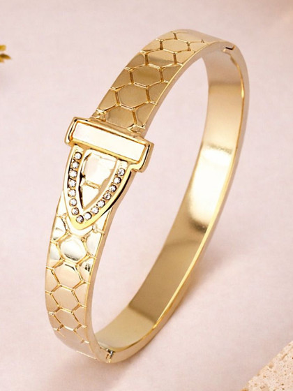 DIVASTRI Women American Diamond Antique Gold-Plated Bangle-Style Bracelet
