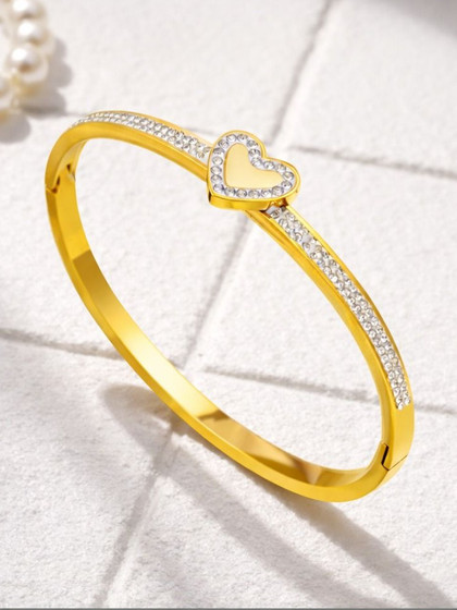 DIVASTRI Women American Diamond Antique Gold-Plated Bangle-Style Bracelet