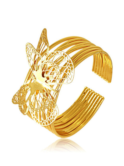 DressBerry Women American Diamond Antique Gold-Plated Cuff Bracelet