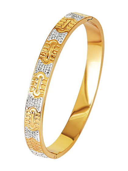 DressBerry Women American Diamond Gold-Plated Bangle-Style Bracelet