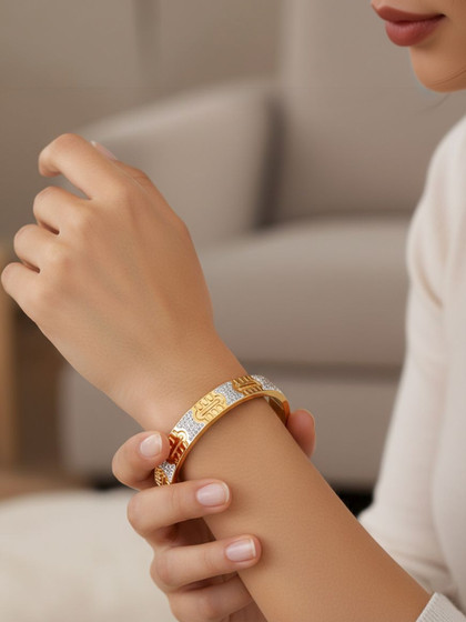 DressBerry Women American Diamond Gold-Plated Bangle-Style Bracelet