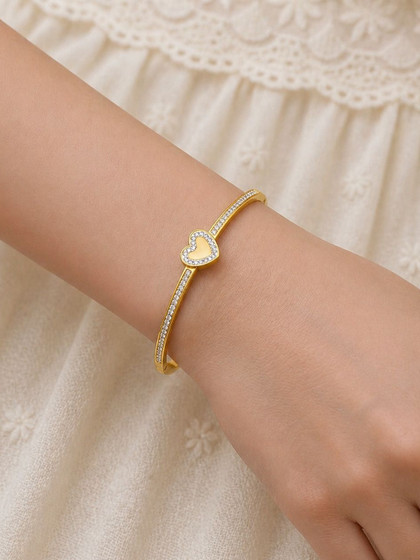 DressBerry Women American Diamond Gold-Plated Bangle-Style Bracelet