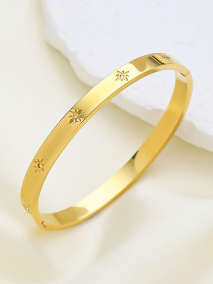 DressBerry Women American Diamond Gold-Plated Bangle-Style Bracelet