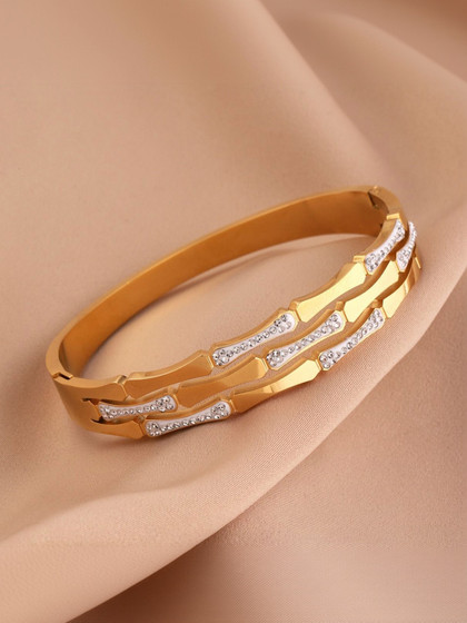 Anouk Women American Diamond Antique Gold-Plated Bangle-Style Bracelet
