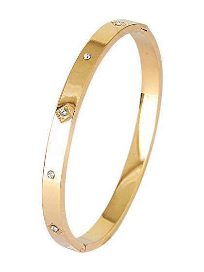 Anouk Women American Diamond Antique Gold-Plated Bangle-Style Bracelet