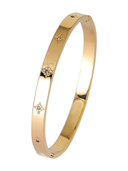 Anouk Stainless Steel Gold-Plated American Diamond Antique Bangle-Style Bracelet