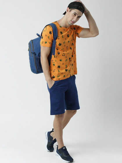 Huetrap Men Orange Graphic Printed Cotton T-shirt