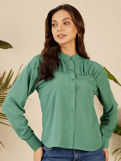 Price History of RARE Green Mandarin Collar Cuffed Sleeves Opaque