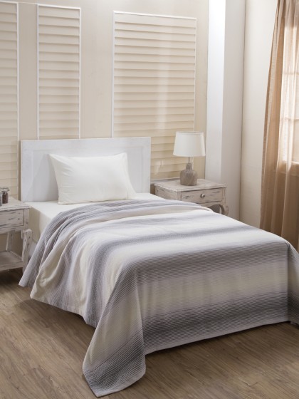 MASPAR Grey Striped 325 GSM Single Bed Cover