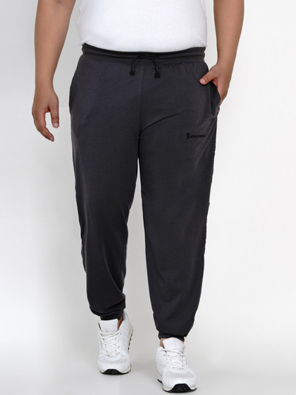 John Pride Men Grey Solid Straight Fit Plus Size Joggers