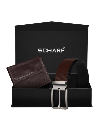 SCHARF Men Brown Genuine Leather Accessory Gift Set