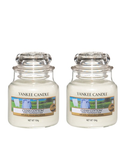 YANKEE CANDLE Set of 2 White Classic Jar Clean Cotton Scented Candles