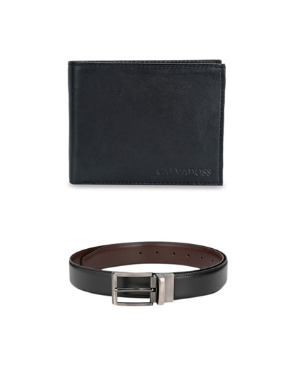Calvadoss Men Black & Brown Premium Belt and Wallet Gift Set