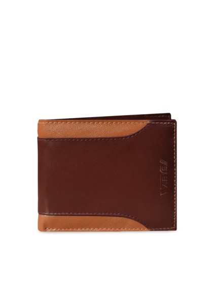 ABYS Men Tan Colourblocked Two Fold Wallet