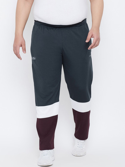 bigbanana Men Navy Blue & Maroon Colourblocked Track Pants